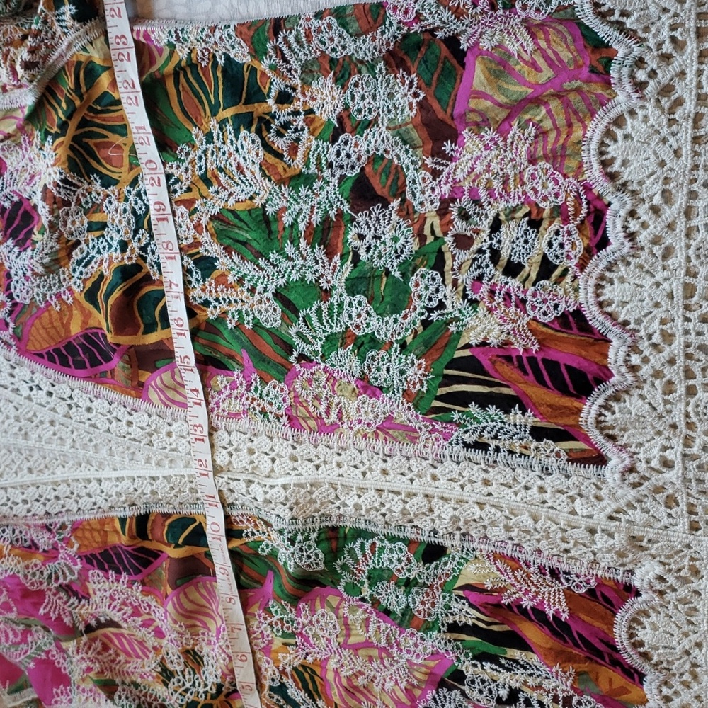 Colorful Democracy Embroidered Crochet-Trim Topper - Size XL - Picture 13 of 16